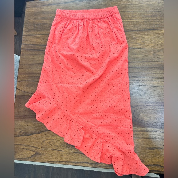 J. CREW Asymmetrical Eyelet Skirt in Coral Size S - Picture 2 of 6